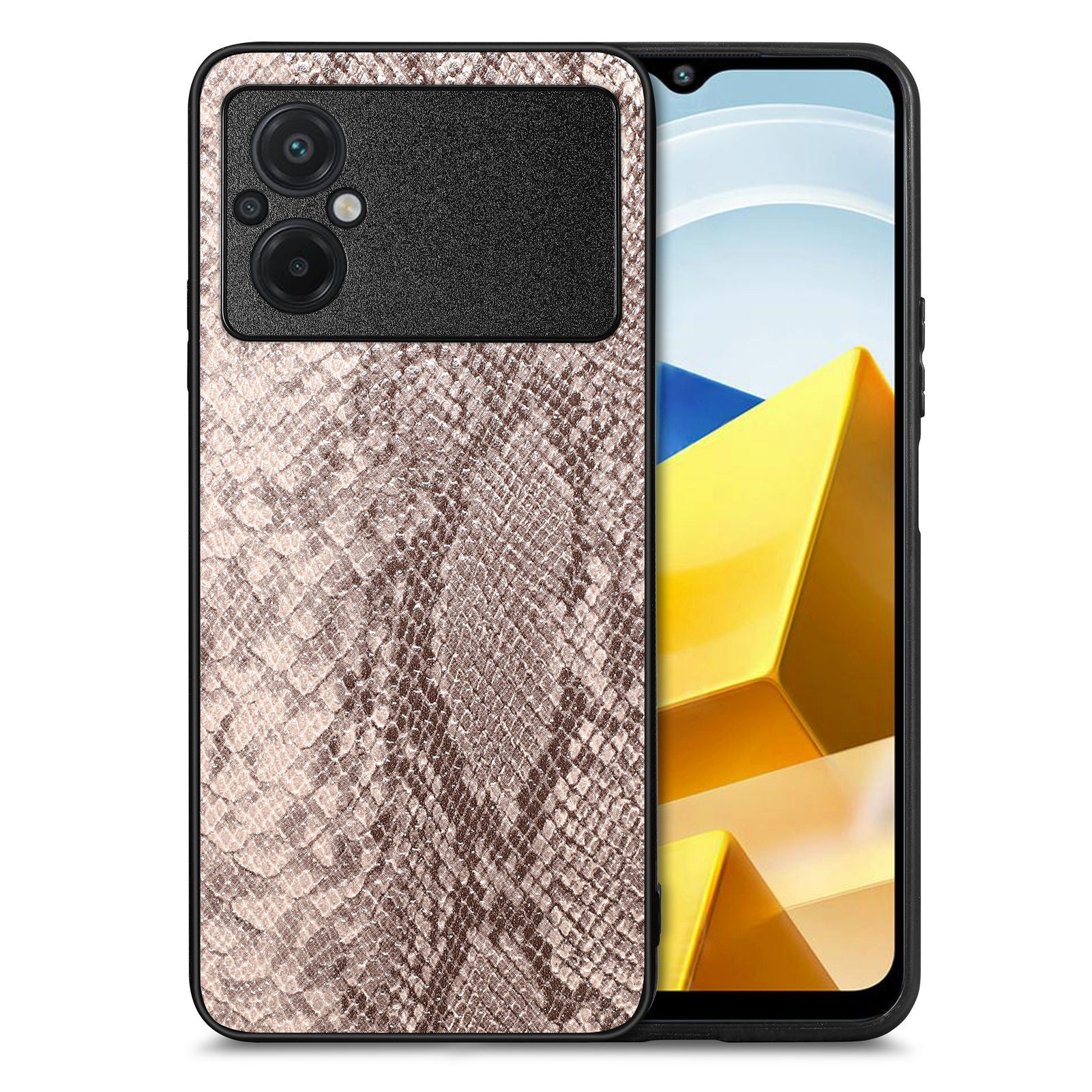 Cell Phone Cover for Xiaomi Poco M5 4G Snake Texture Anti-drop PU Leather Coated PC TPU Case Cell Phone Cover for Xiaomi Poco M5 4G Snake Texture Anti-drop PU Leather Coated PC TPU Case